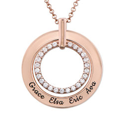 Engraved Circle Necklace in Rose Gold Plating product photo