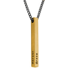 Engraved 3D Bar Necklace for Men in Matte Gold Plated product photo