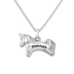 Girl's Personalized Unicorn Necklace in Silver with Cubic Zirconia product photo