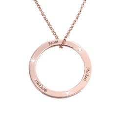 Personalized Ring Family Necklace with Diamonds in Rose Gold Plating product photo