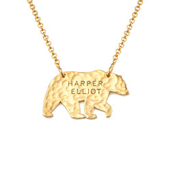 Engraved Mama Bear Necklace in Gold Plating product photo