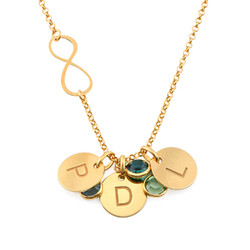 Gold Plated Infinity Necklace with Initial Charms product photo