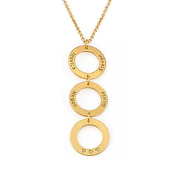 Personalized Vertical Hanging 3 Circles Necklace in Gold Plating product photo