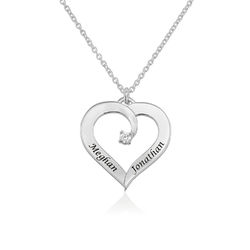 Engraved Diamond Necklace in Sterling Silver product photo