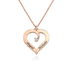 Engraved Diamond Necklace in Rose Gold Plating product photo