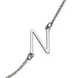 Sideways Initial Necklace in Sterling Silver product photo