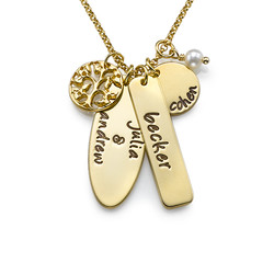 Multiple Charm Family Tree Necklace in Gold Plating product photo