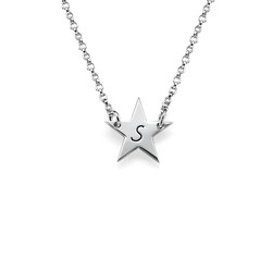 Star Pendant Necklace with Initial in Sterling Silver product photo