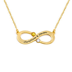 Couple's Infinity Necklace With Birthstones In Gold Vermeil product photo