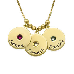 Gold Plated Engraved Discs Necklace with Birthstones product photo