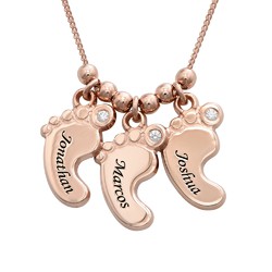 Baby Feet Necklace Rose Gold Plated with Diamonds product photo