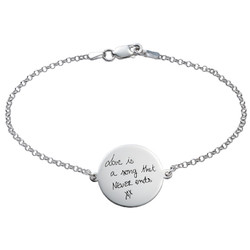 Personalized Handwriting Disc Sterling Silver Bracelet product photo