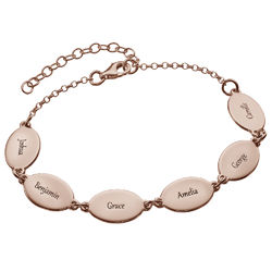 Rose Gold Plated Mom Bracelet With Kids Names - Oval Design product photo