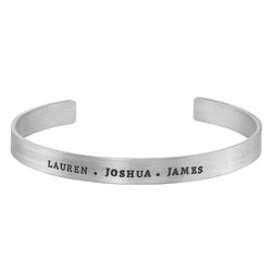 Engraved Open Bangle for Men in Sterling silver product photo