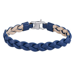 Blue Leather Braded Bracelet for Men product photo