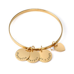 Bangle Bracelet with Personalized Pendants - Gold Plating product photo