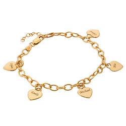 Personalized Heart Charm Bracelet In Gold Vermeil product photo