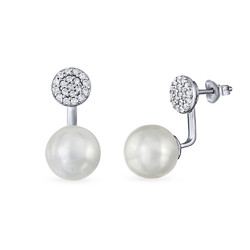 Cubic Zirconia and Pearl Drop Earrings product photo