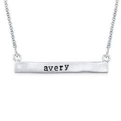 Stamped Horizontal Name Bar Necklace in Silver product photo