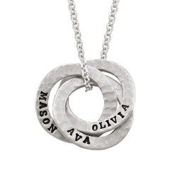 Stamped Interlocking Russian Ring Necklace in Sterling Silver product photo