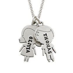 Stamped Kids Charms Necklace with Engraving in Sterling Silver product photo