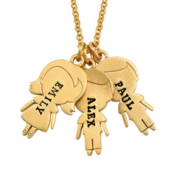 Stamped Kids Charms Necklace with Engraving in Gold Plating product photo