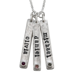 Vertical Stamped Name Bar Necklace in Sterling Silver product photo
