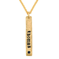 Vertical Stamped Name Bar Necklace in Gold Plating product photo