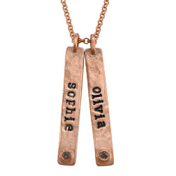 Vertical Stamped Name Bar Necklace in Rose Gold Plating product photo