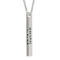 4 Side Engraved Name Bar Necklace in Sterling Silver product photo