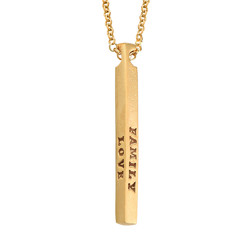 4 Side Engraved Name Bar Necklace in Gold Plating product photo