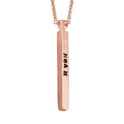 4 Side Engraved Name Bar Necklace in Rose Gold Plating product photo