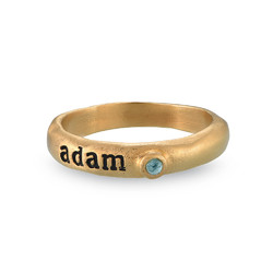 Birthstone Stackable Gold Plated Stamped Ring product photo