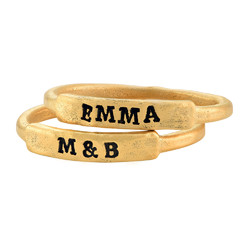 Hand Stamped Stackable Name Ring in Gold Plating product photo