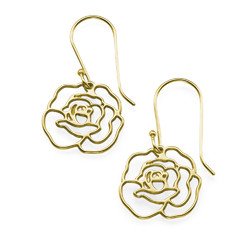 Delicate Rose Earrings in Gold Plated Sterling Silver product photo
