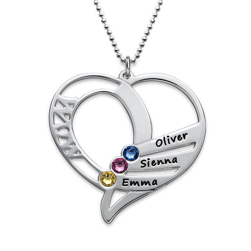 Engraved Mother Heart Necklace in Sterling Silver | Forever My