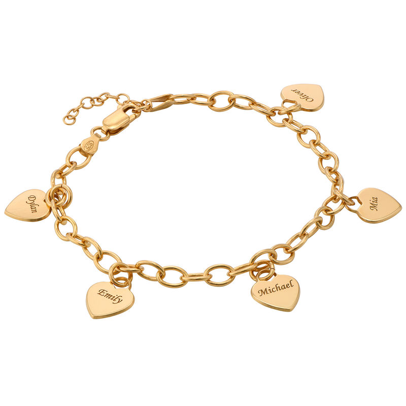 Personalized Heart Charm Bracelet in Gold Plating | Forever My