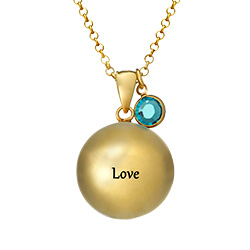Engraved Harmony Necklace With Birthstone - Gold Plated