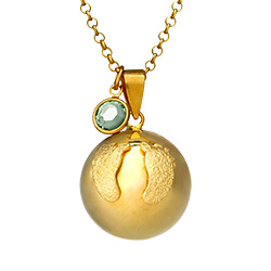 Harmony Ball Necklace With Baby Feet - Gold Plated